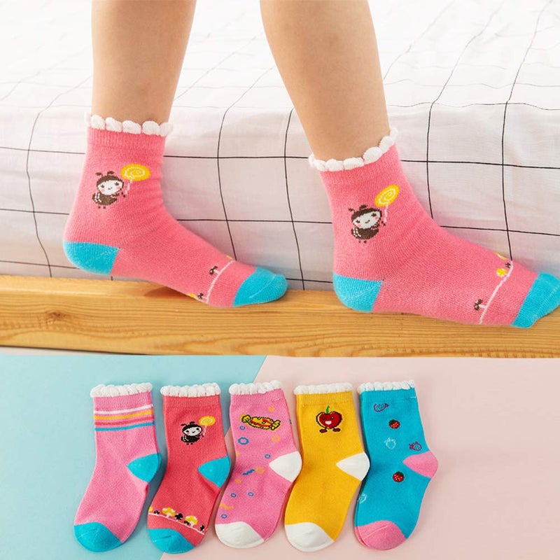 Zumou Toddler Kids Little Girls Cute Cotton Crew Socks 10 Pack Years (M (3-5T) / Toddler, Cute) - Image 2